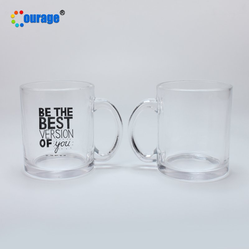 Courage transparent sublimation blank glass mug 11oz