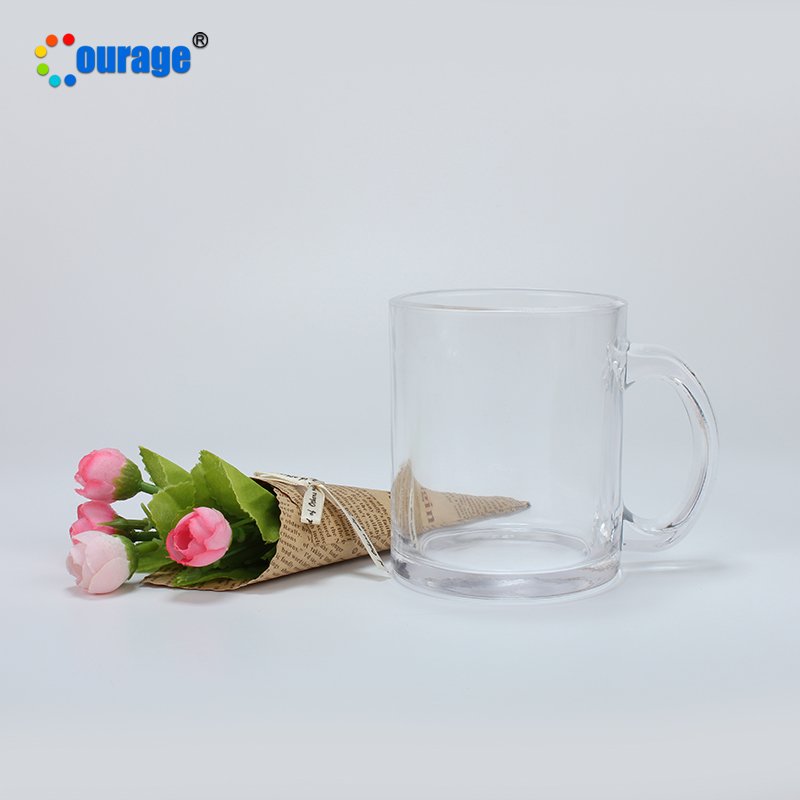 Courage transparent sublimation blank glass mug 11oz