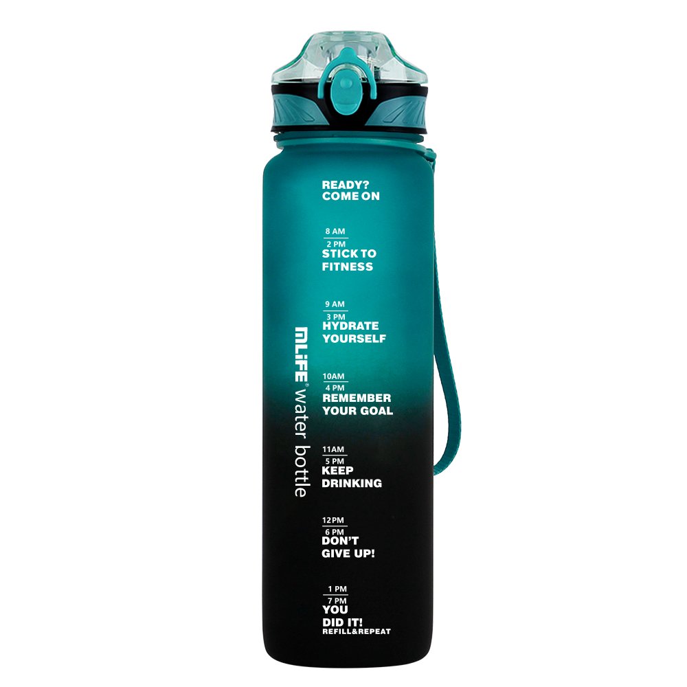 MLIFE wholesale 32oz 1L custom motivational plastic sports water bottle with time marker