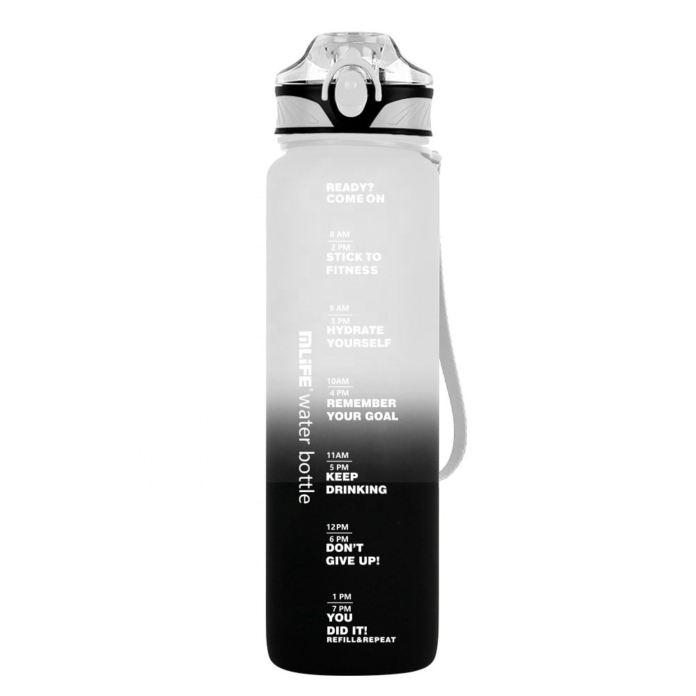 MLIFE wholesale 32oz 1L custom motivational plastic sports water bottle with time marker