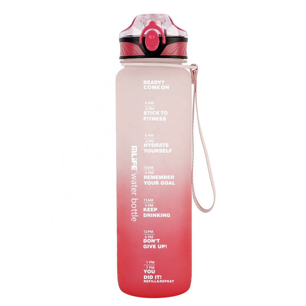 MLIFE wholesale 32oz 1L custom motivational plastic sports water bottle with time marker