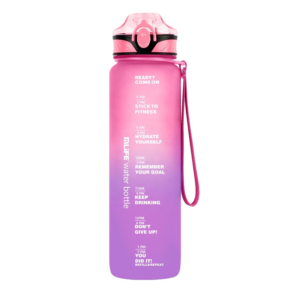 MLIFE wholesale 32oz 1L custom motivational plastic sports water bottle with time marker
