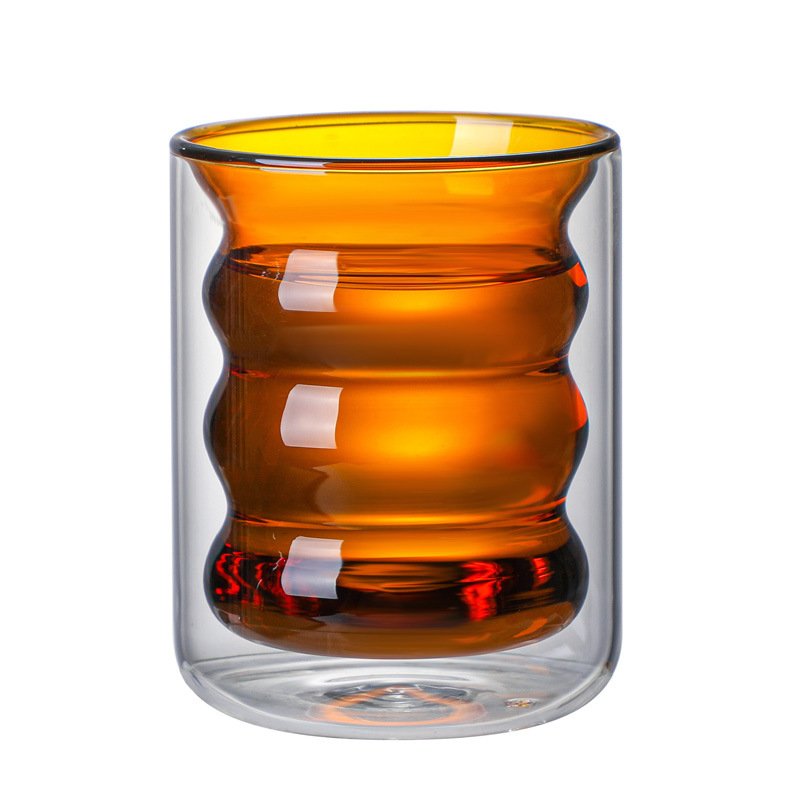 Manufacturers wholesale colored spiral glass double cup milk home coffee mousse Office glass juice cup