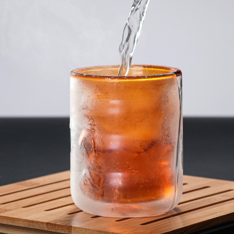 Manufacturers wholesale colored spiral glass double cup milk home coffee mousse Office glass juice cup