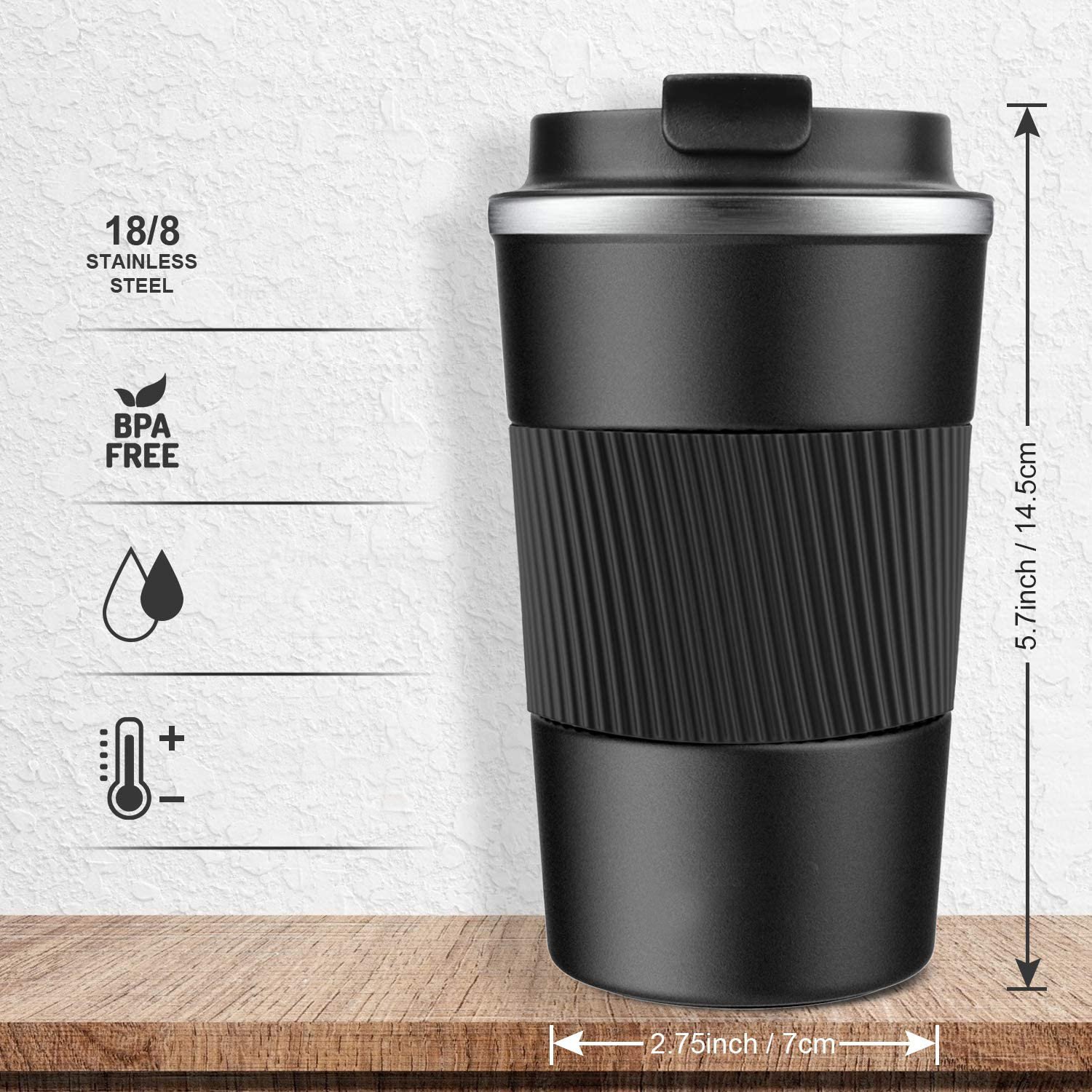 Eco-friendly Double Walled Stainless Steel Travel Coffee Mug Vacuum Insulated Reusable Coffee Tumbler Cup