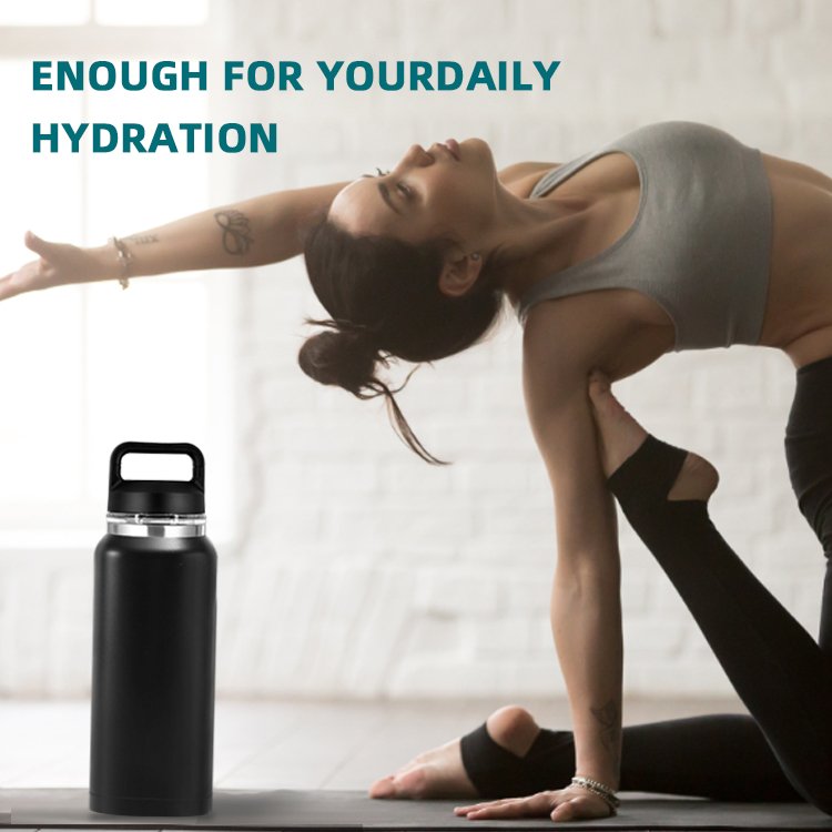 WeVi Sports Drinking Vacuum Flask Double Wall Insulated 34oz Stainless Steel Water Bottle For Hiking