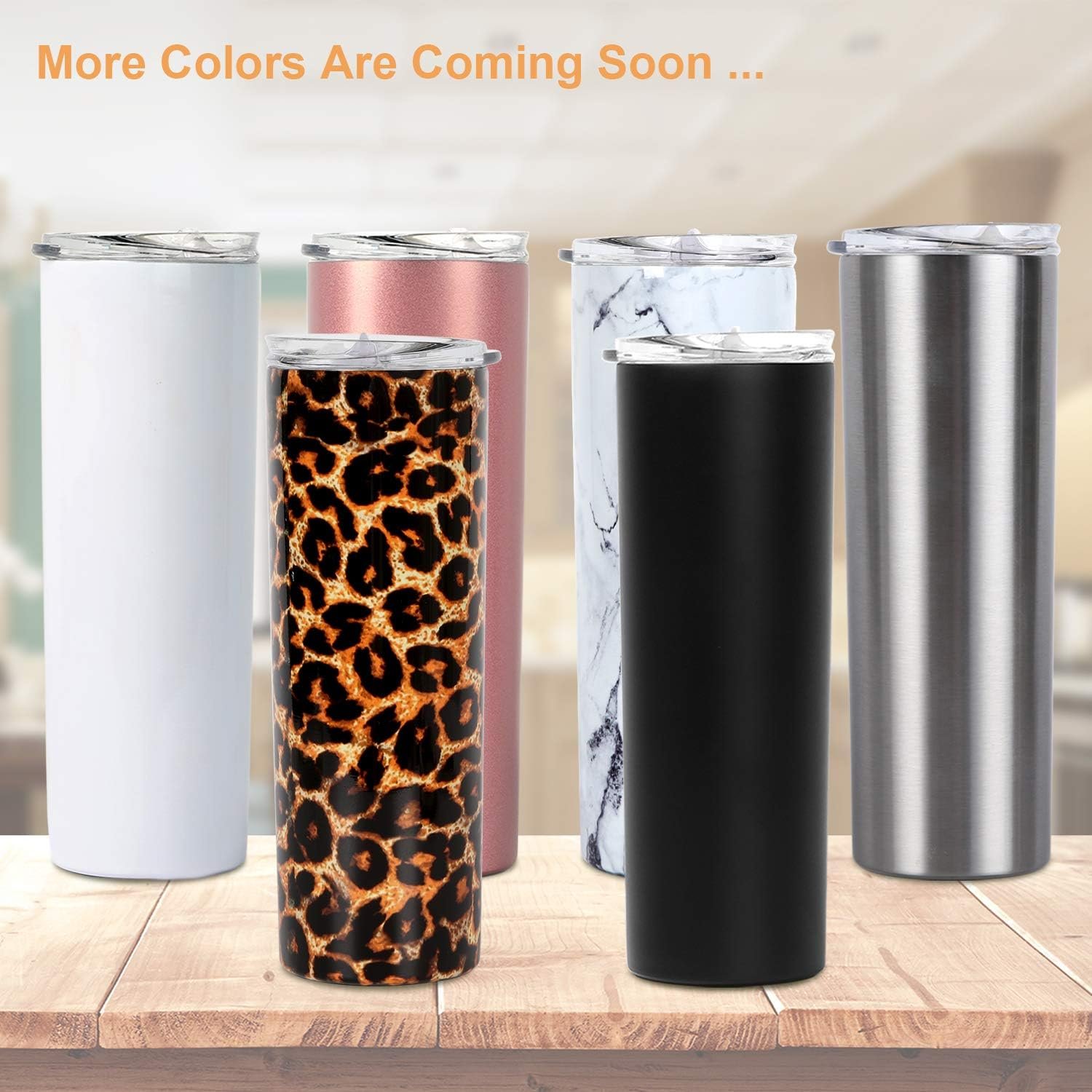 Custom Leopard Marble Printing 20oz Stainless Steel Coffee Mug Double Walled Slim Insulated Skinny Tumbler With lid