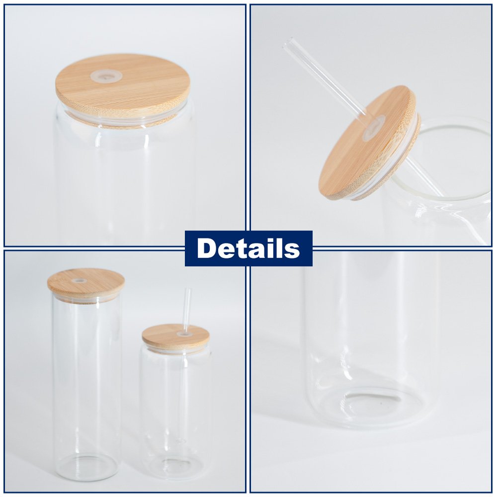 KOCDAM USA Warehouse RTS 12oz 16oz 20oz 25oz Glass Can Sublimation Blanks Frosted Clear Beer Glass Cup with Lid and Straw