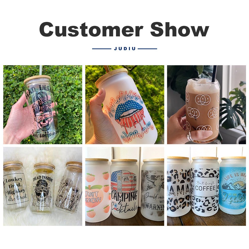 KOCDAM USA Warehouse RTS 12oz 16oz 20oz 25oz Glass Can Sublimation Blanks Frosted Clear Beer Glass Cup with Lid and Straw