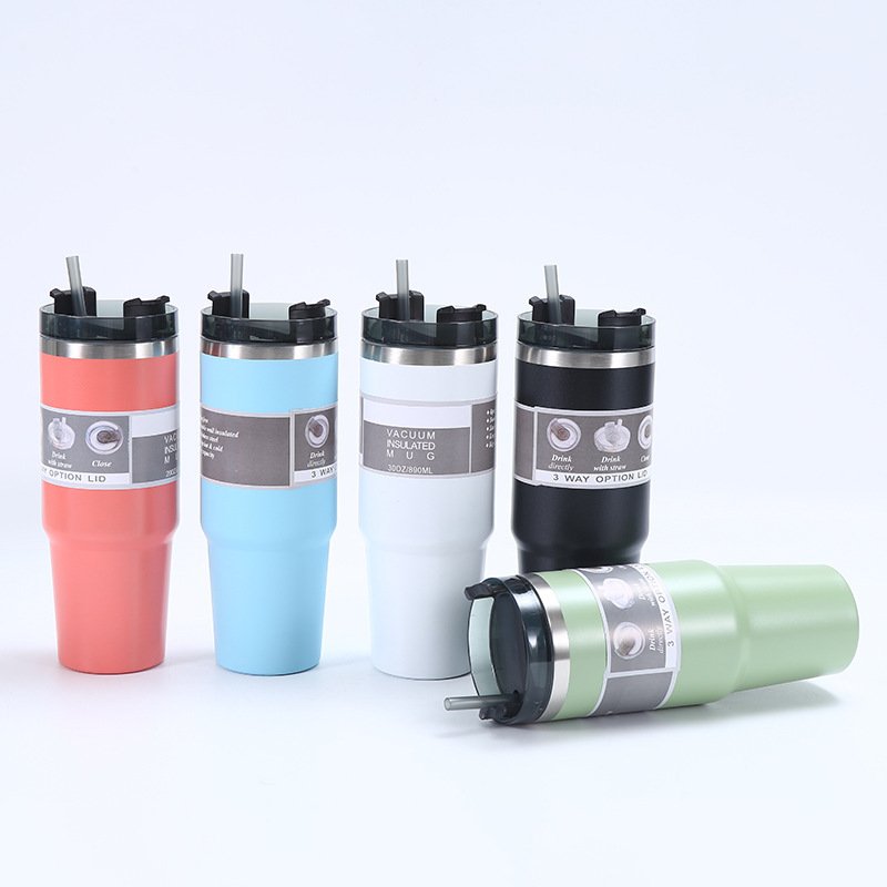 Sports Insulated Stainless Steel Thermos 20oz 30oz Water Bottles Water Coffee Mugs Tumbler Cups Handgrip