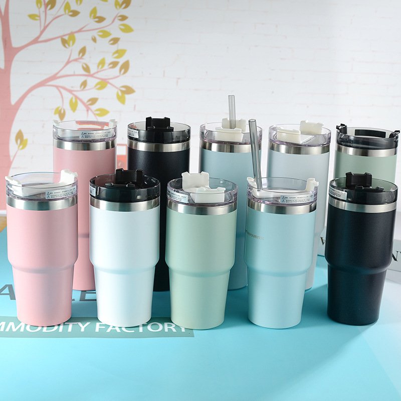 Sports Insulated Stainless Steel Thermos 20oz 30oz Water Bottles Water Coffee Mugs Tumbler Cups Handgrip
