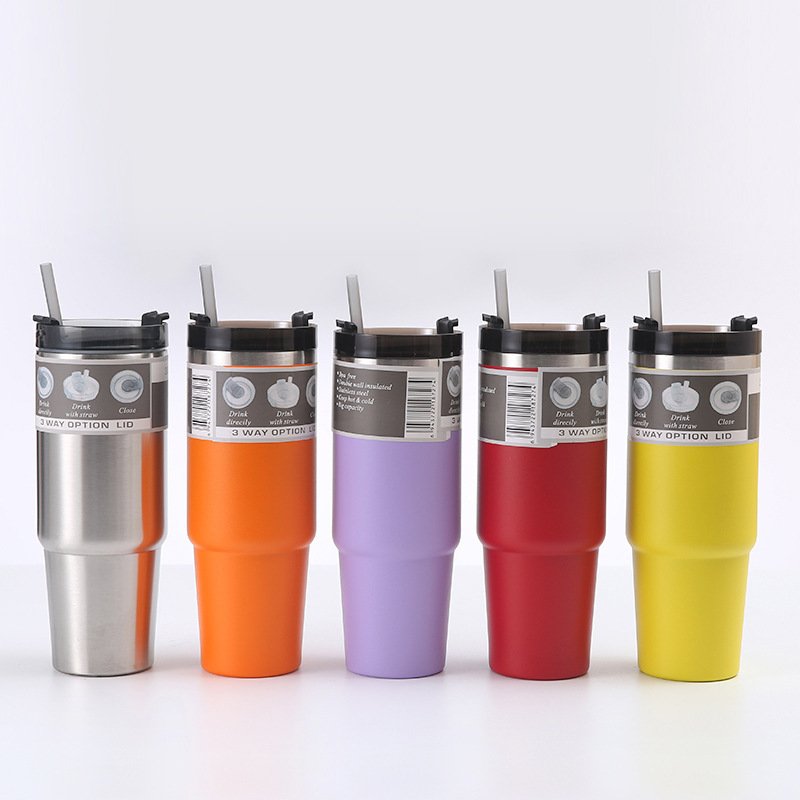 Sports Insulated Stainless Steel Thermos 20oz 30oz Water Bottles Water Coffee Mugs Tumbler Cups Handgrip