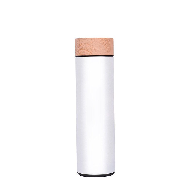 Eco friendly stainless steel water bottle with wooden lid 304 S/S double wall vacuum insulated fashion design