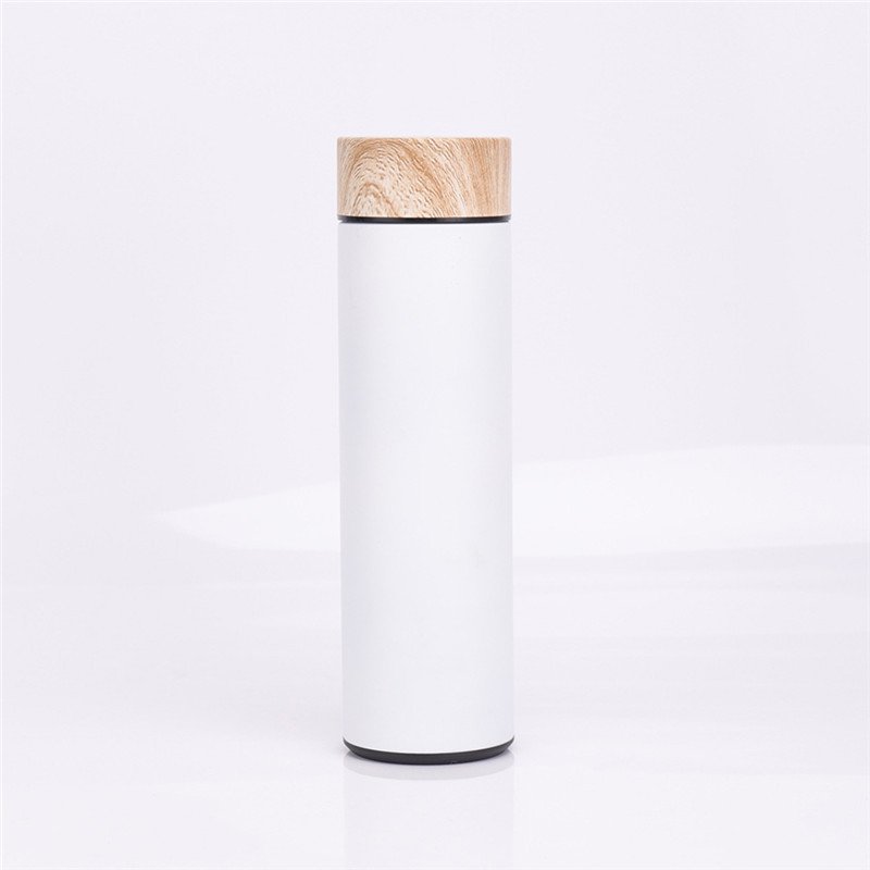 Eco friendly stainless steel water bottle with wooden lid 304 S/S double wall vacuum insulated fashion design