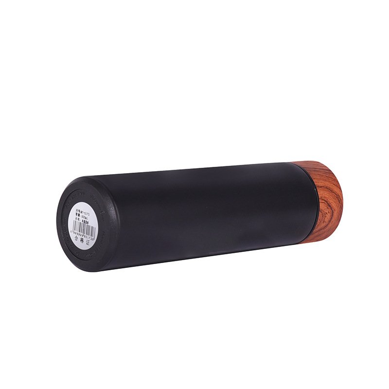 Eco friendly stainless steel water bottle with wooden lid 304 S/S double wall vacuum insulated fashion design