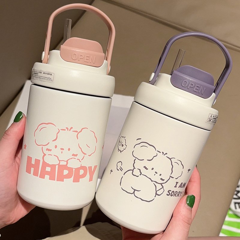 500ml Student Kids Cute Cartoon Dog 304 Stainless Steel Vacuum Flask Bottle Custom Logo