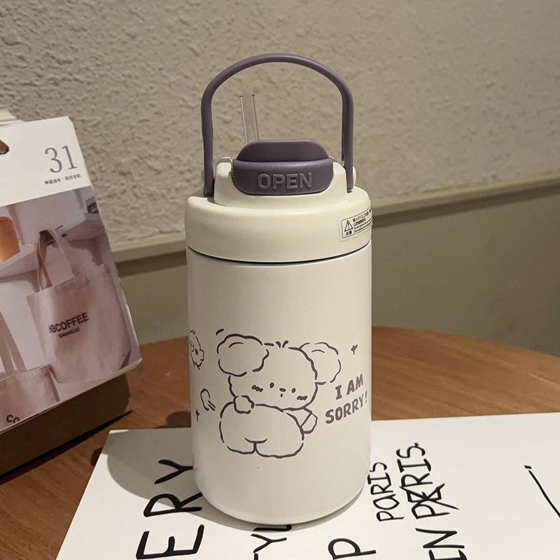 500ml Student Kids Cute Cartoon Dog 304 Stainless Steel Vacuum Flask Bottle Custom Logo