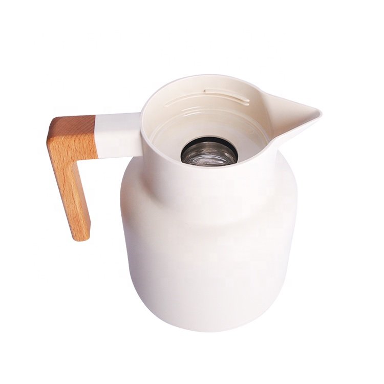 1000ml New Design Thermo Water Bottle Vacuum Flask Glass Tank Coffee Tea Pot Hot With Wooden Handle