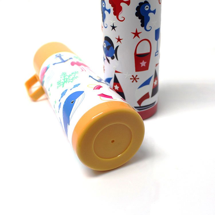 outdoor cartoon design Insulated Vacuum Flask 350ml Small capacity Stainless Steel Children Water Bottle With Cup Lid