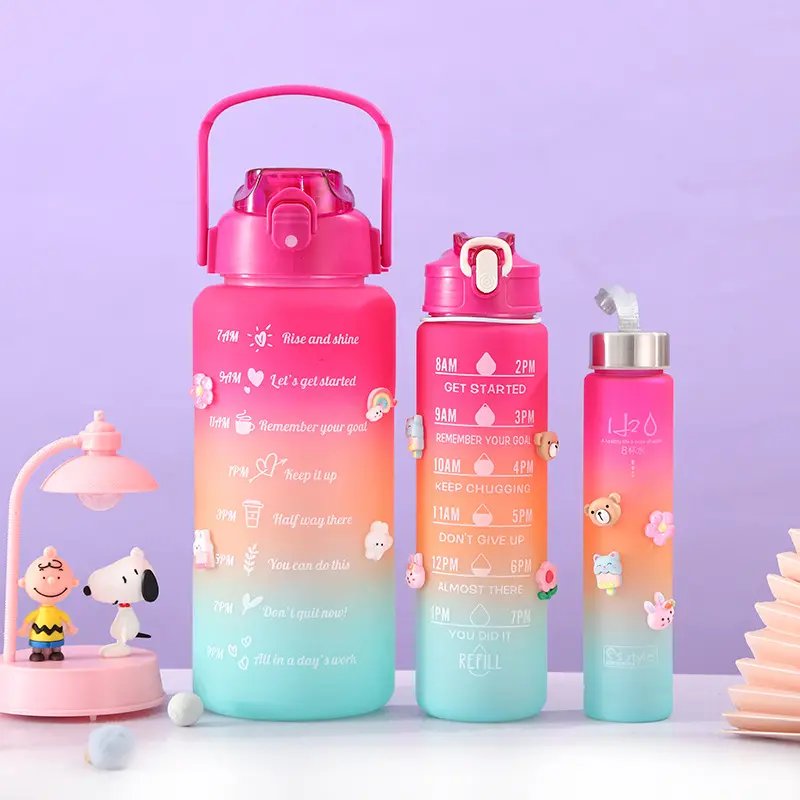 GC 3 in 1 botella de agua termos motivacional termo de agua gym vasos plastic sport gym water bottle thermal cup