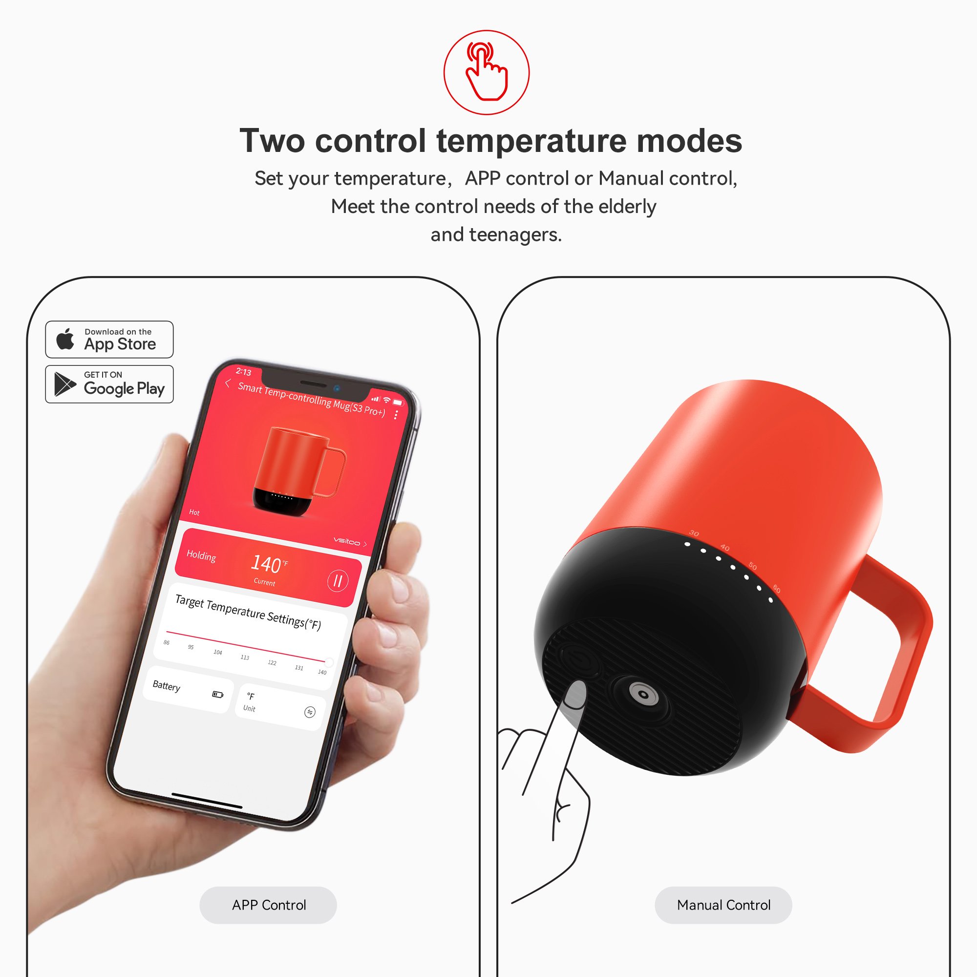 High-end App Temperature Control Stainless Steel Smart Heating Mug Insulated Coffee Mug Warmer Coaster