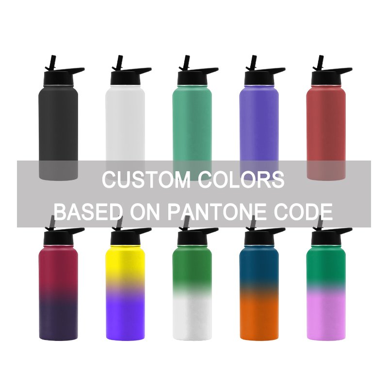 Personalized Stainless Steel Water Bottle with Straw Double Wall Thermal Insulation Keep Hot and Cold Metal Water Bottle