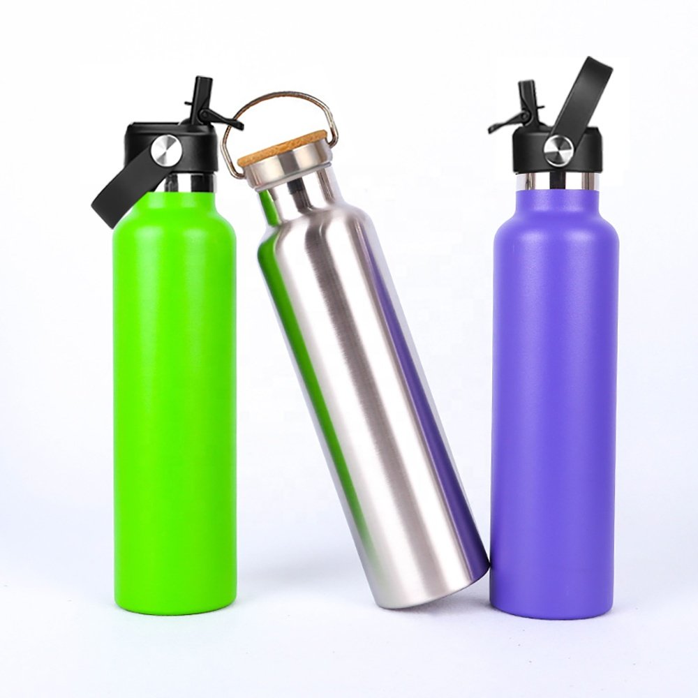 Standard Mouth 18/8 Vacuum Insulated Powder Coated Sport Thermal Flask Stainless Steel 500 750 1000ml Water Bottles