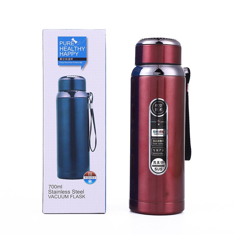Sport Water Bottle Straight Cup Insulated Thermos Vacuum Flasks with Filter 600ml 800ml Custom Logo Wholesale Stainless Steel