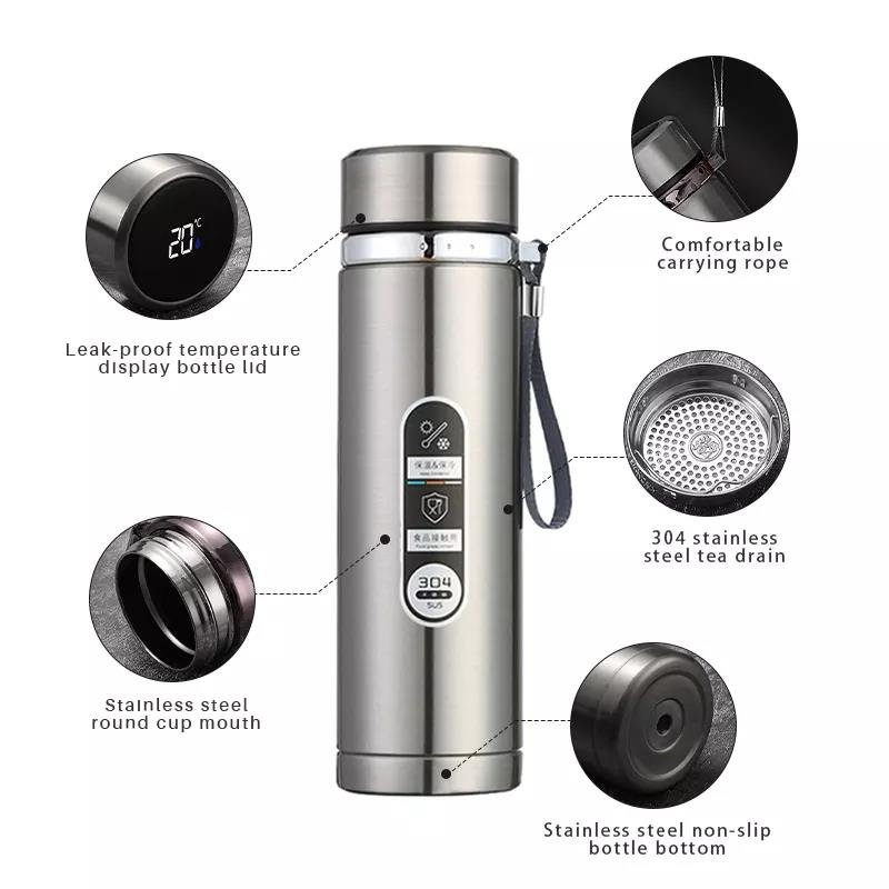 Sport Water Bottle Straight Cup Insulated Thermos Vacuum Flasks with Filter 600ml 800ml Custom Logo Wholesale Stainless Steel