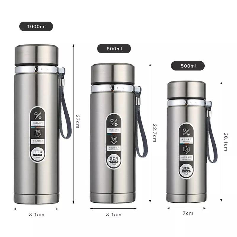 Sport Water Bottle Straight Cup Insulated Thermos Vacuum Flasks with Filter 600ml 800ml Custom Logo Wholesale Stainless Steel