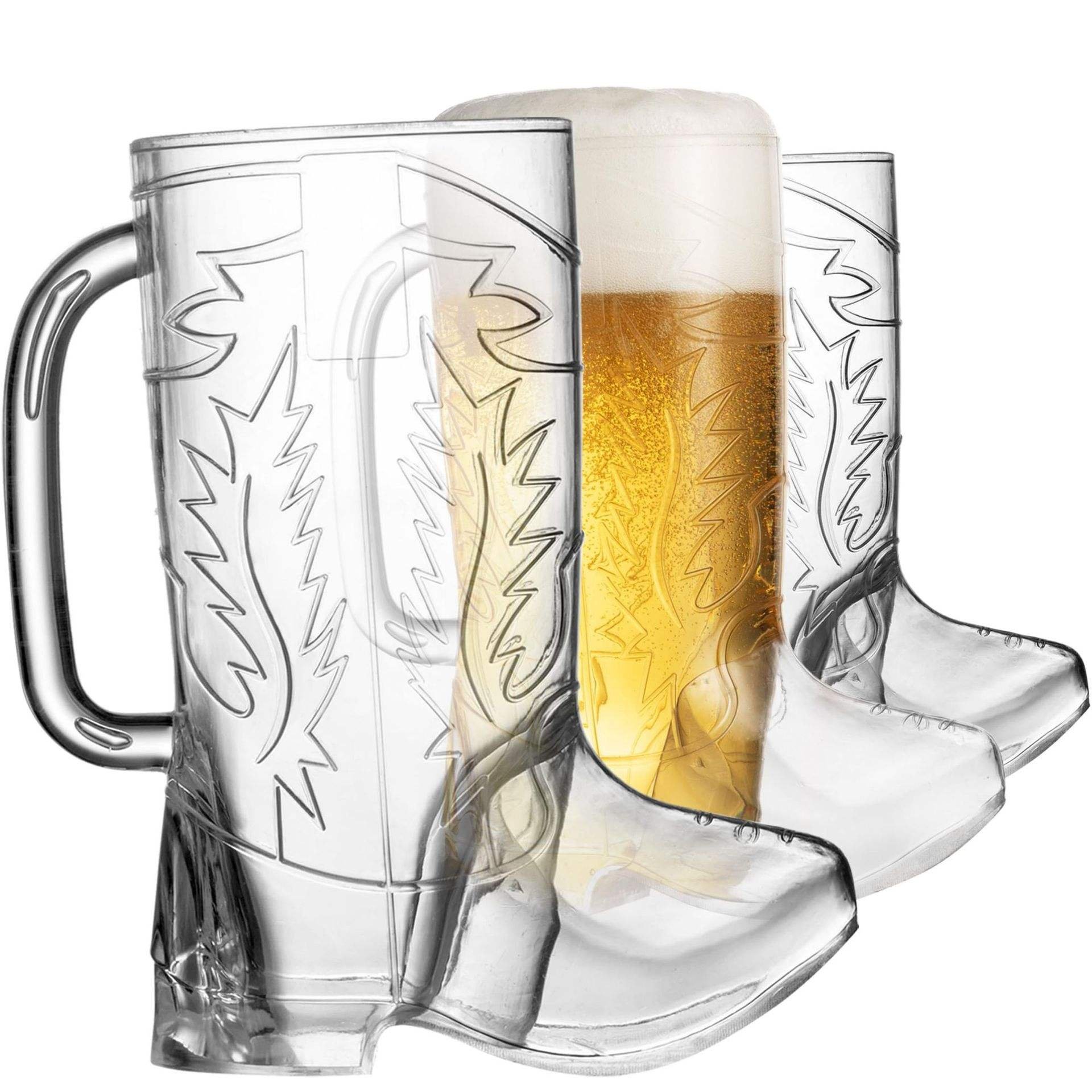 Wholesale Hot Sale Plastic Cowboy Boot Cups Good Quality Custom Logo 17oz Cowboy Boot Beer Mug With Handle