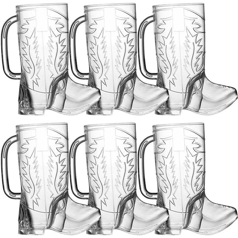 Wholesale Hot Sale Plastic Cowboy Boot Cups Good Quality Custom Logo 17oz Cowboy Boot Beer Mug With Handle