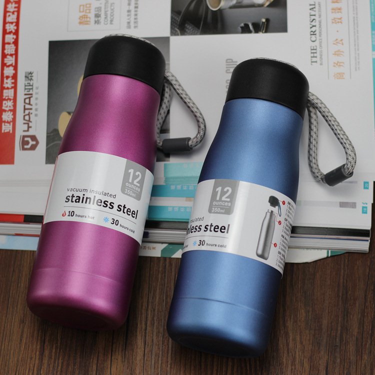 New vacuum flask bottle with rope portable stainless steel vacuum flask custom logo 350ml 550ml