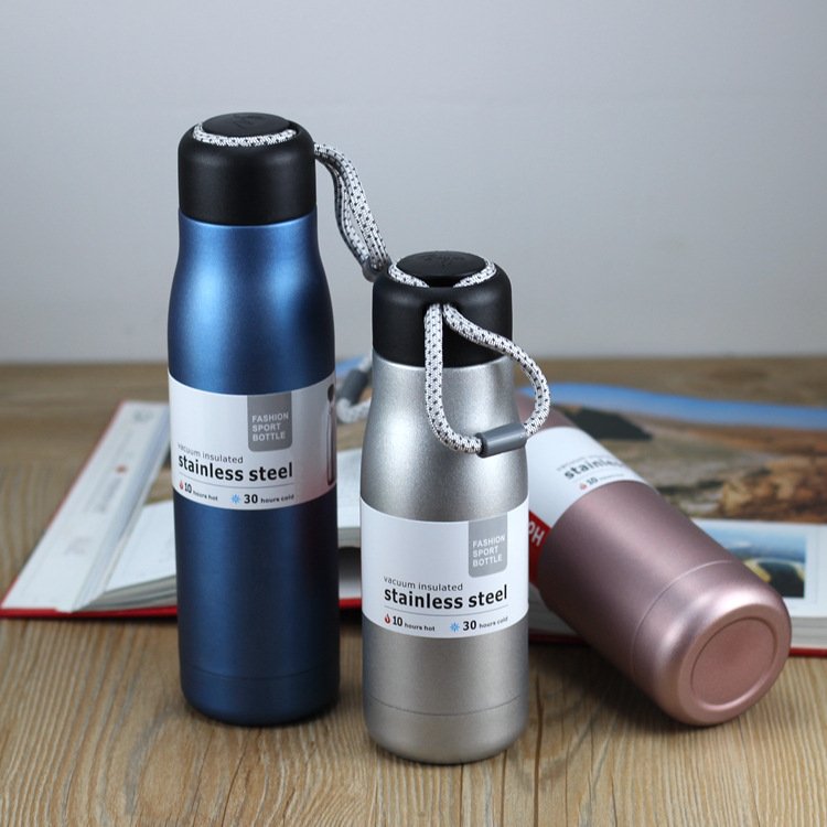 New vacuum flask bottle with rope portable stainless steel vacuum flask custom logo 350ml 550ml