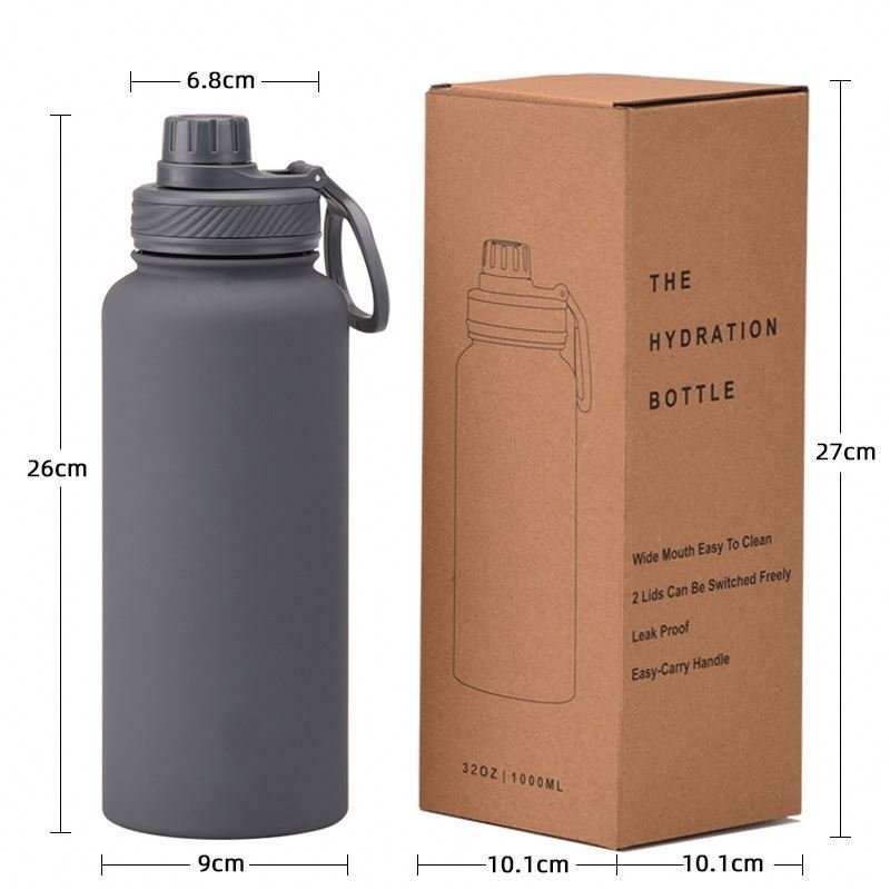 Hot Sale 32OZ Gym 1L Vacuum Flask Stainless Steel Cups Wide Mouth Sports Water Bottle