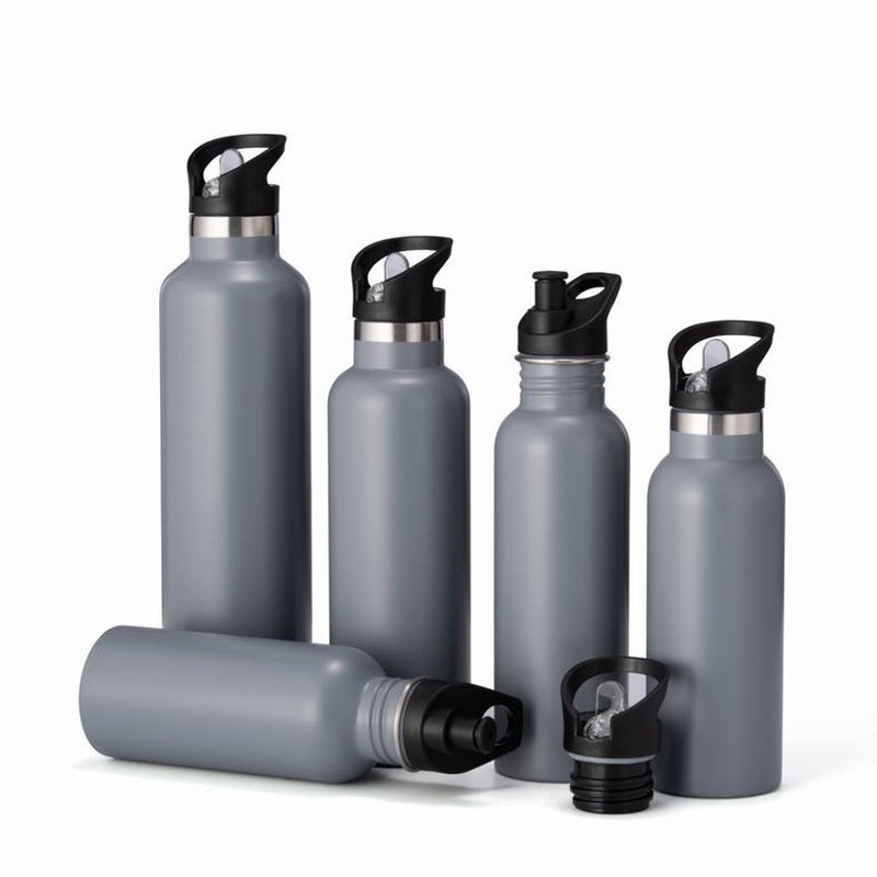 Silver Customized 500ml Aluminum Sport Water Bottle With Black PP lid