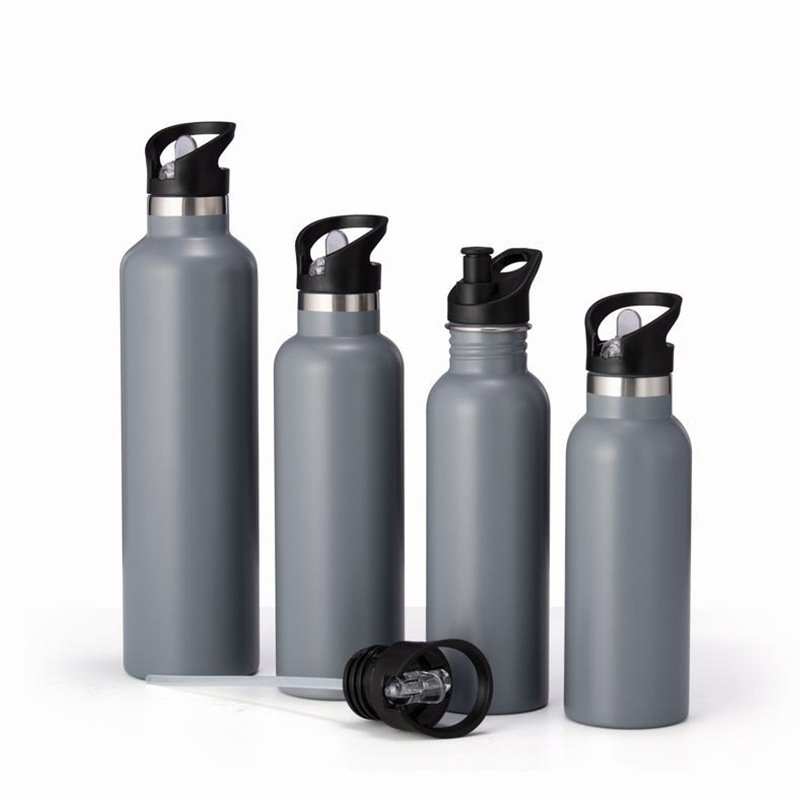 Silver Customized 500ml Aluminum Sport Water Bottle With Black PP lid