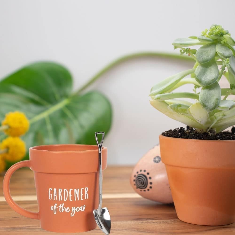 Gardner Mug Coffee Plant Novelty Ceramic Mug with Shovel Spoon Gifts for Gardener Women Man Nature Lovers present
