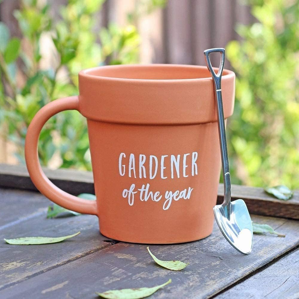 Gardner Mug Coffee Plant Novelty Ceramic Mug with Shovel Spoon Gifts for Gardener Women Man Nature Lovers present
