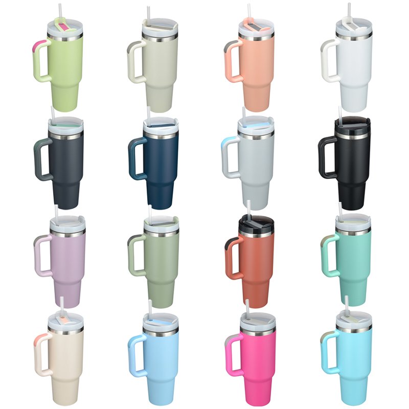 OEM Stainless Steel Tumbler 40 oz h2.0 h1.0 custom logo tumbler double wall insulated travel Mug 40oz tumbler with handle straw
