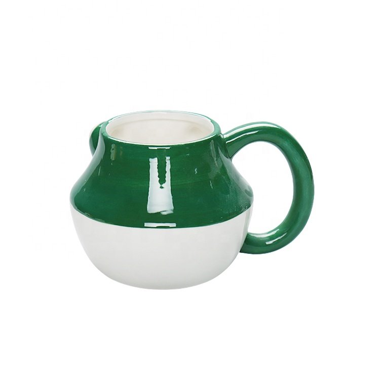 Cute Animal Green Frog Style Dolomite Coffee Mug Cup With Handgrip Reusable Water Mug