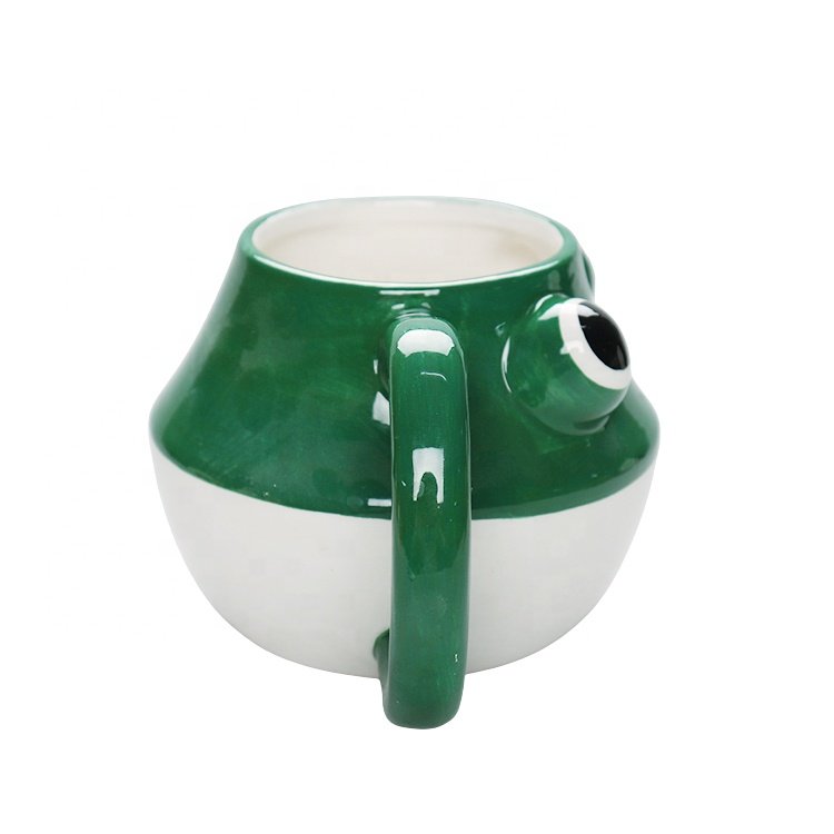 Cute Animal Green Frog Style Dolomite Coffee Mug Cup With Handgrip Reusable Water Mug