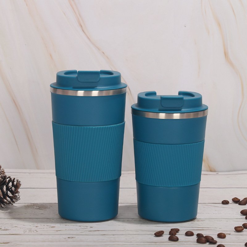 Business Gift 17oz 500ml Drinking Water Bottle Portable Car Cup Silicone Handle Double Wall Stainless Steel Thermal Coffee Mug