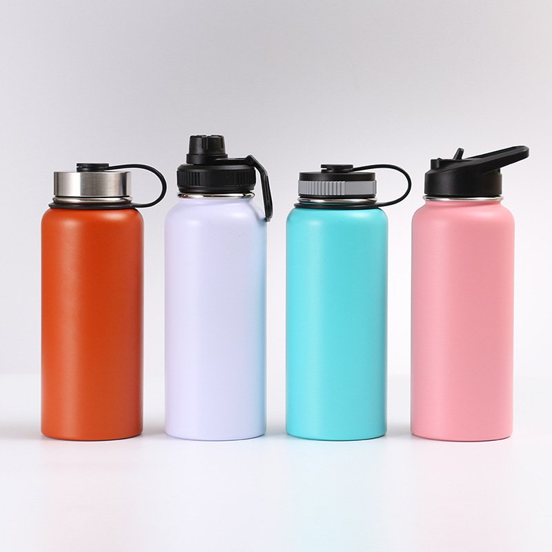 32oz 40oz Stainless Steel Rubber Matte Paint Thermos Vacuum Flask Sport Insulated Water Bottle with Handle Lid Custom Logo