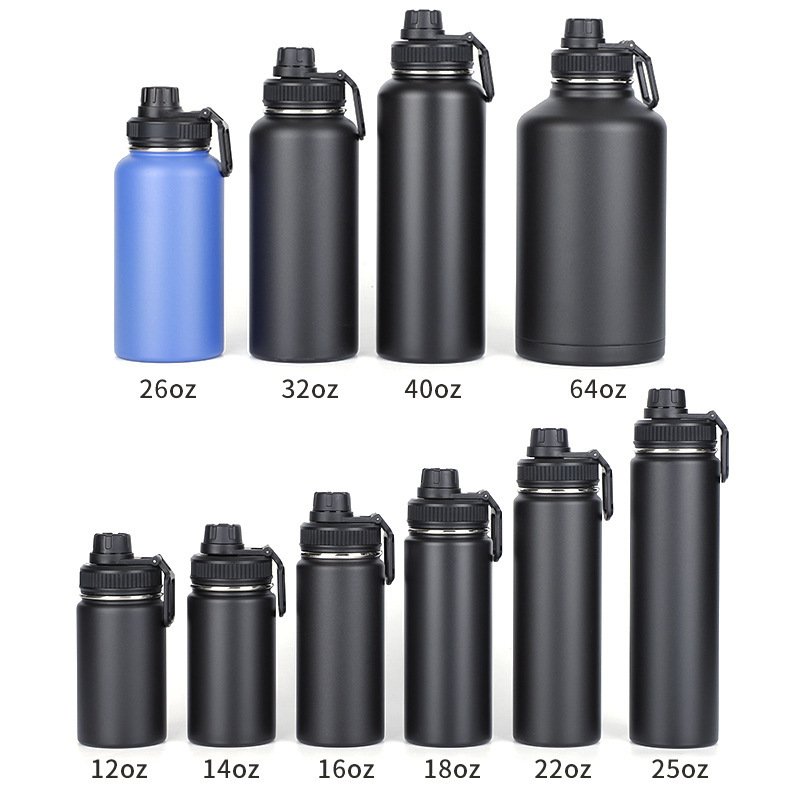 32oz 40oz Stainless Steel Rubber Matte Paint Thermos Vacuum Flask Sport Insulated Water Bottle with Handle Lid Custom Logo