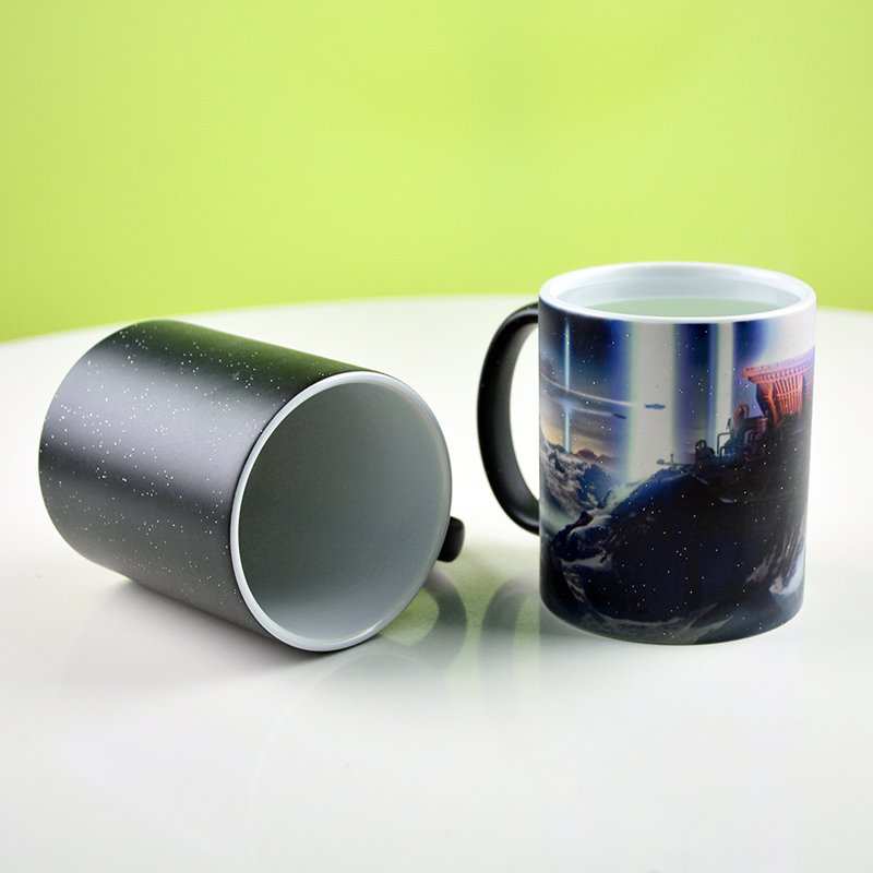 Wholesale Custom logo Personalized Black Ceramic magic mug Heat Sensitive Magic Color Changing Coffee Mugs for Sublimation