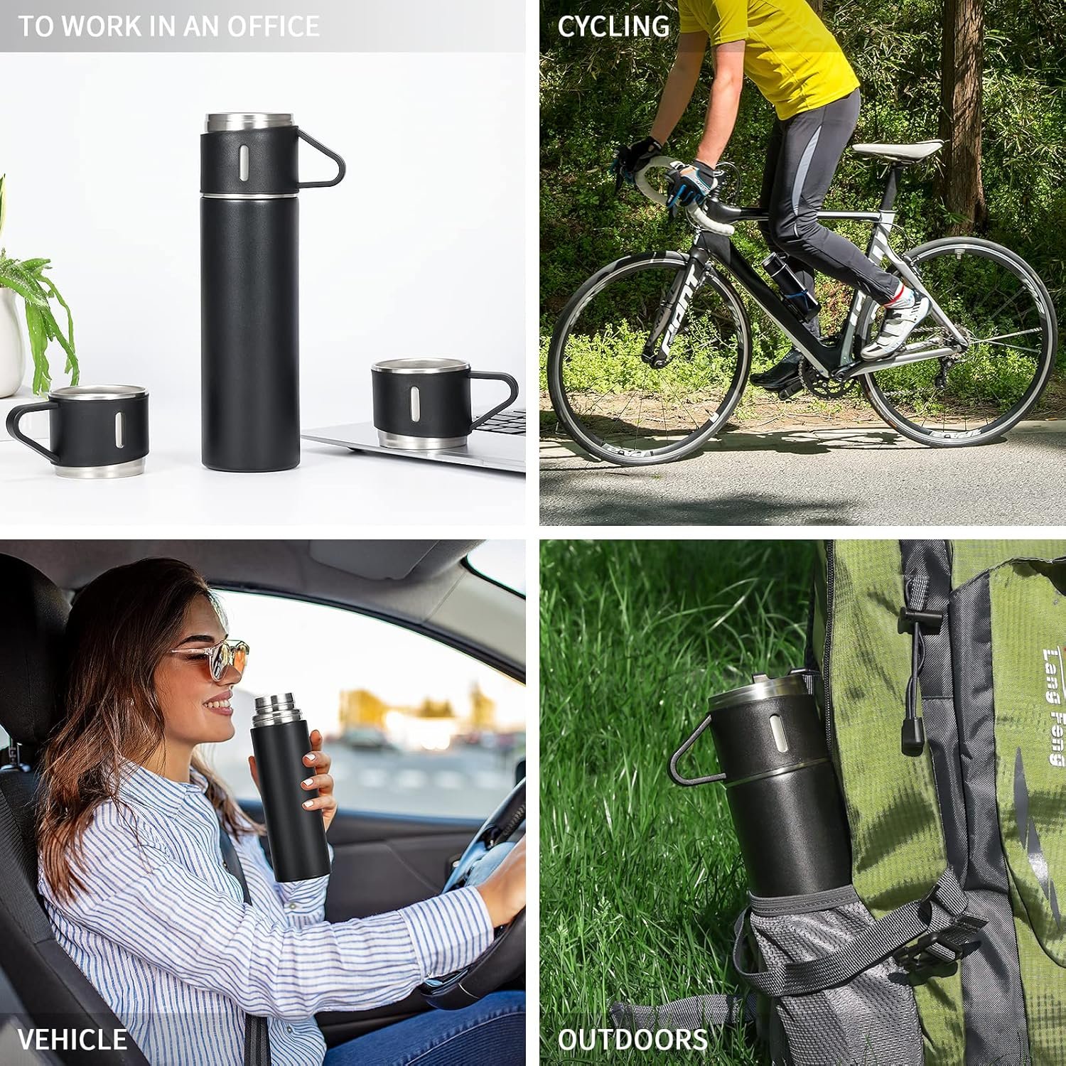 Corporation business flask set Insulated thermos bottle vacuum flask water bottle mug tumbler gift set with 3 lids