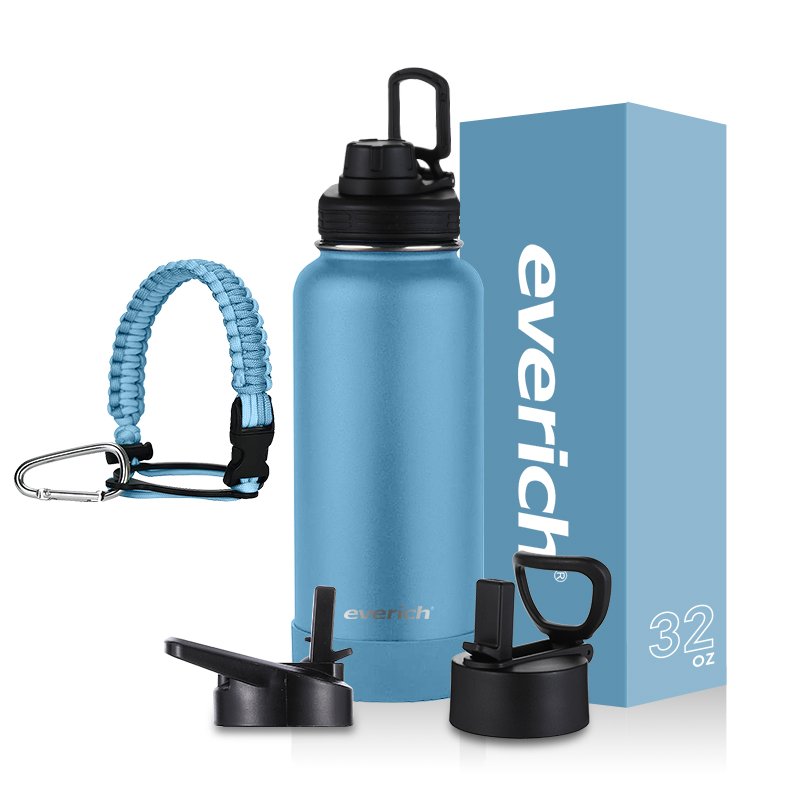 Hot sale custom 32oz 40oz wide mouth double wall sports travel vacuum insulated stainless steel water bottle with straw lid