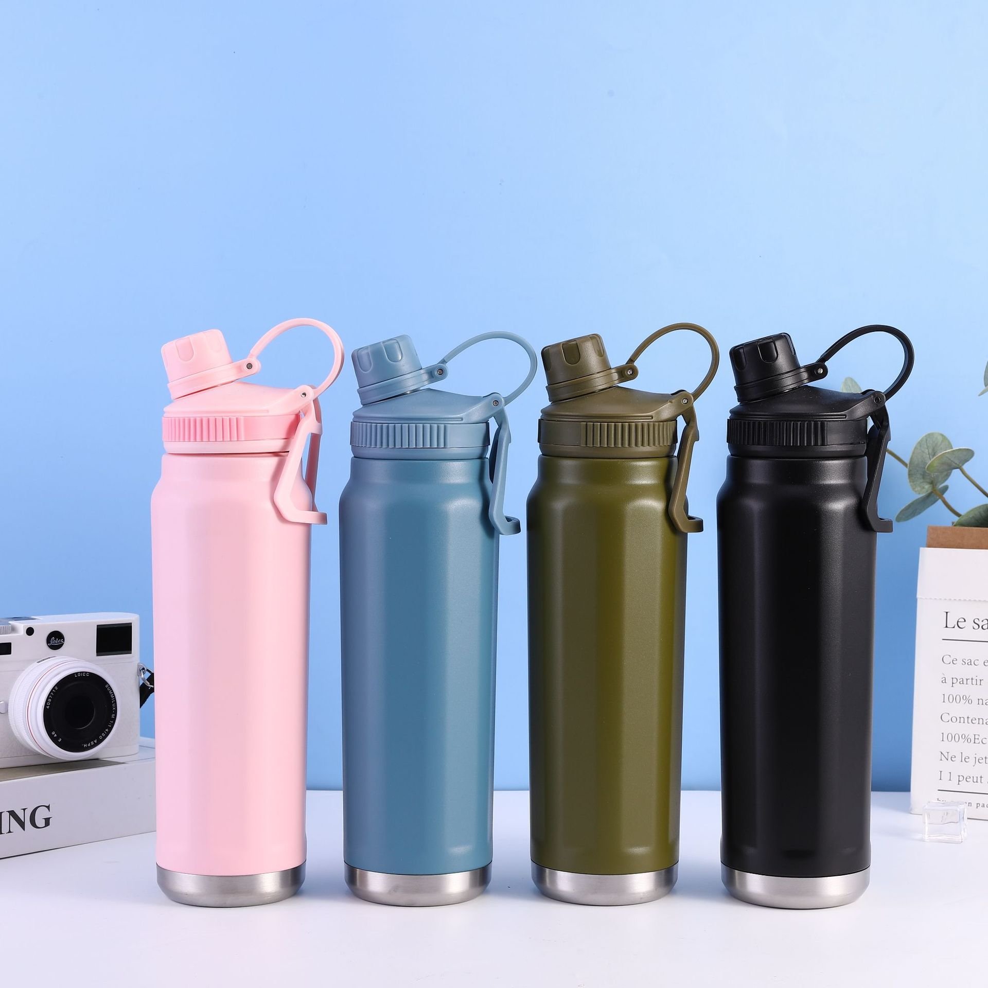 Outdoor Portable Sports Travel Vacuum Flask 750ml Powder Coated Stainless Steel Thermal Water Bottle