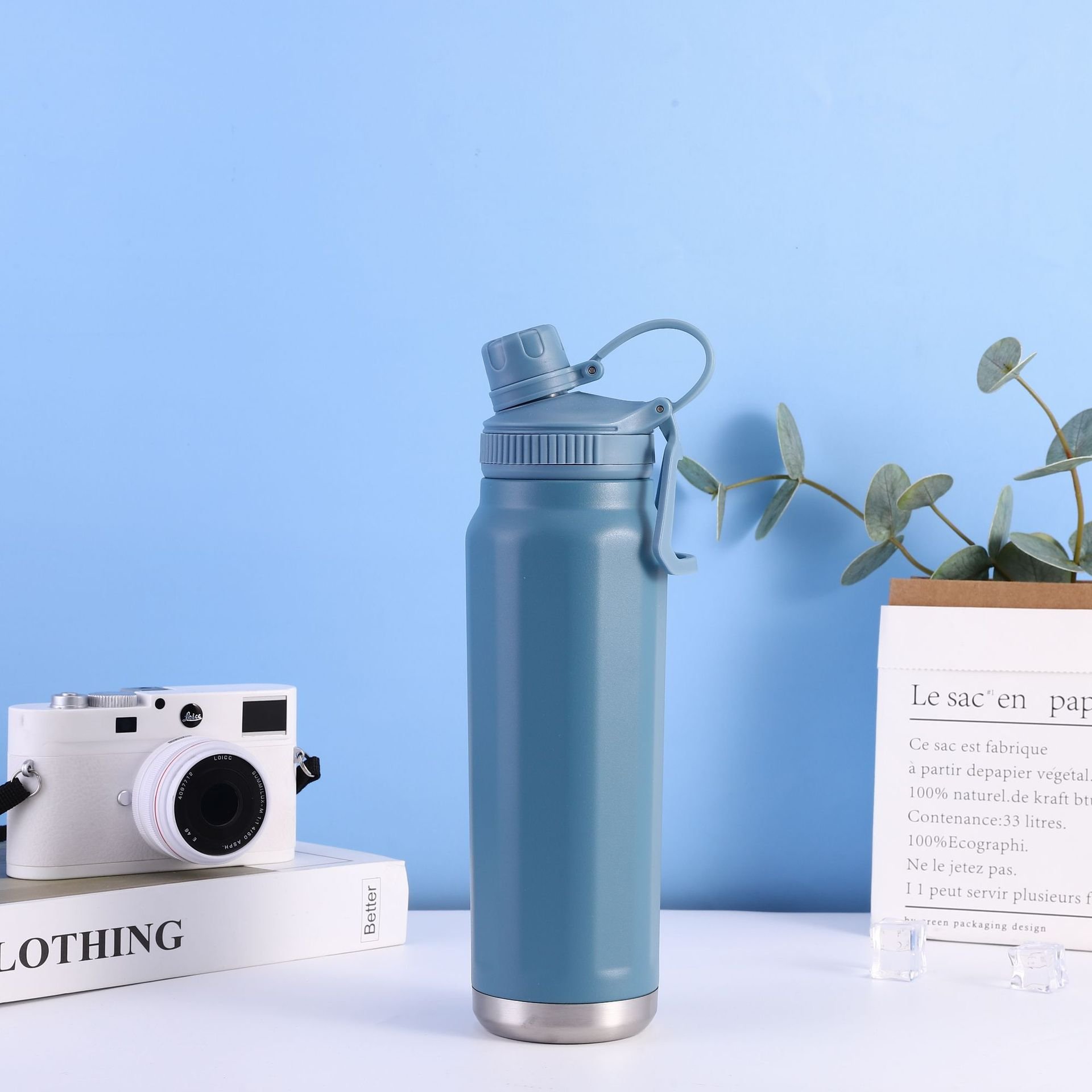 Outdoor Portable Sports Travel Vacuum Flask 750ml Powder Coated Stainless Steel Thermal Water Bottle